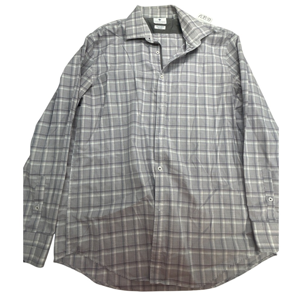 Ryan Seacrest check dress shirt Men's size 16.5 - 34/35 gray